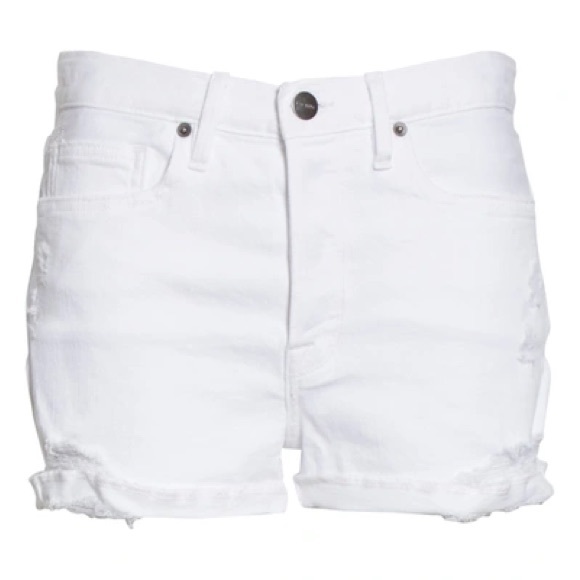 Frame 🆕 Le Beau Distressed Cuffed Denim Jean Shorts White Blanc Elsey - Picture 7 of 7